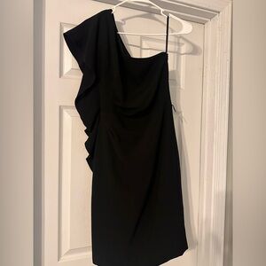 White House Black Market Ruffle One Shoulder Ruched Sheath Dress Size 00